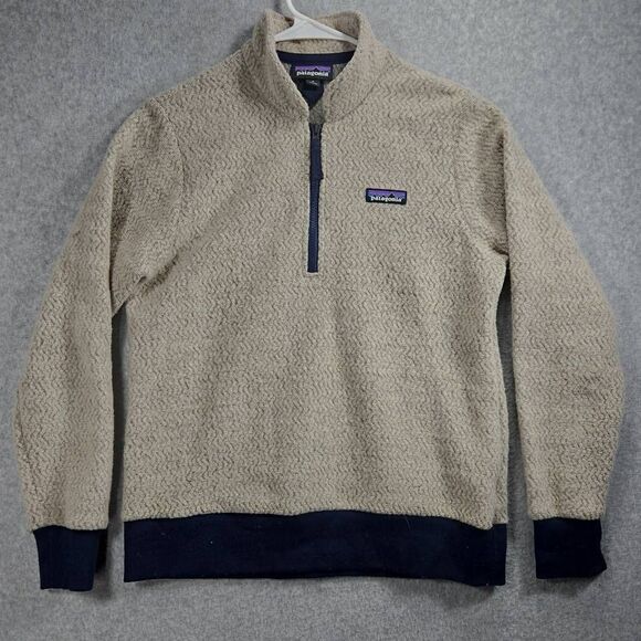 Patagonia Sweater Womens Small Wool Oatmeal Woolyester Pullover 1/2 Zip Hiking O - Picture 1 of 12